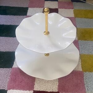 Kate Spade Two-Tier White and Gold Tray NWT Target